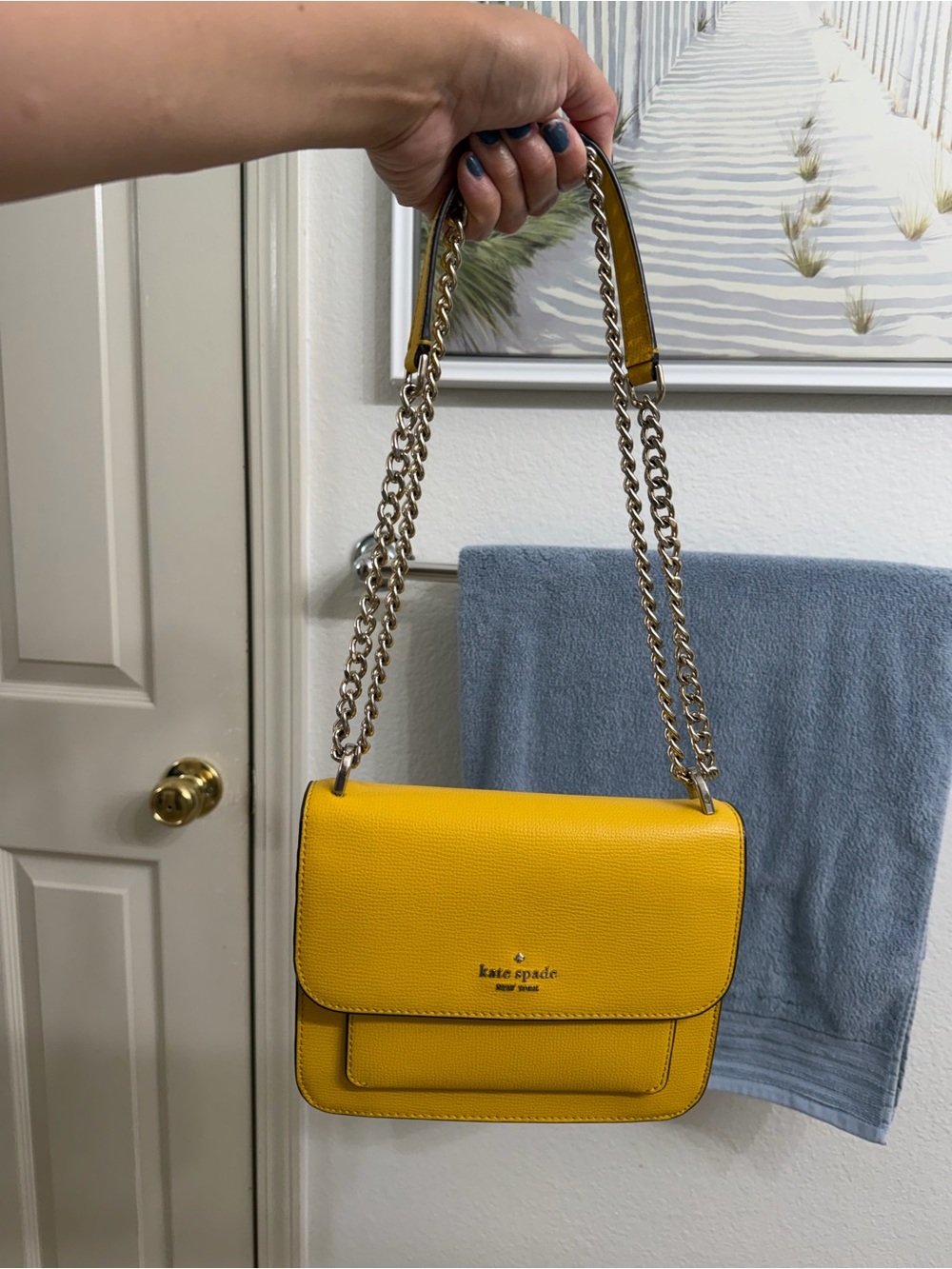 kate spade yellow leather chain strap crossbody bag